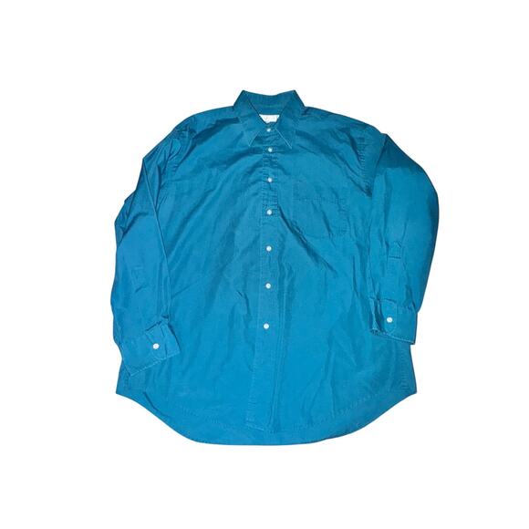 Vtg Yves Saint Laurent Button Front Shirt Men's Size 32-33 Green L/S 16.5" Neck - Picture 1 of 7